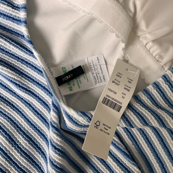 NWT J.Crew Textured Squareneck One-Piece in Stripe - Picture 4 of 7